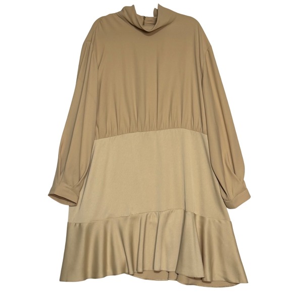 ASOS Curve Dresses & Skirts - Asos Closet London Curves Beige Tiered Midi Dress US 24 Long Sleeve